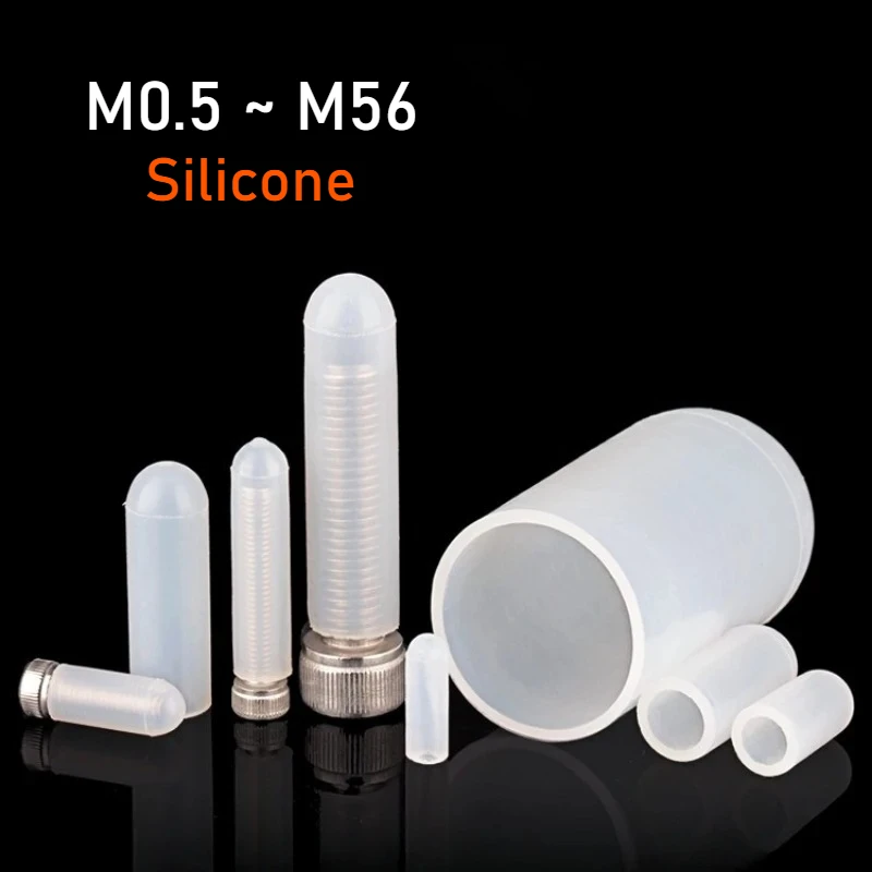 M0.5~M56 Silicone High-Temperature Resistant Protective Sleeve Screw Anti-collision Tube Cover Electroplated Rubber Dust Cap