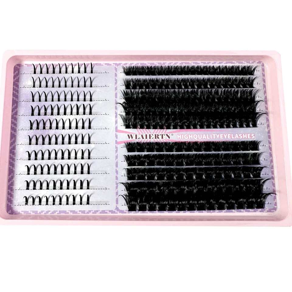 Kit de extensión de pestañas con púas, individuales 3D, racimos rizo D, 10-16mm, DIY 3