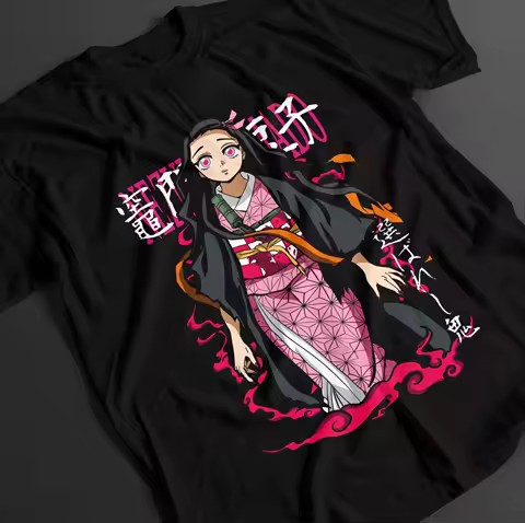 New Year's Hot Selling Demon Slayer Shirt Nezuko T-shirt Tanjiro KNY Anime Zenitsu Top Akaza Muzan Men's Short Sleeved Shirt