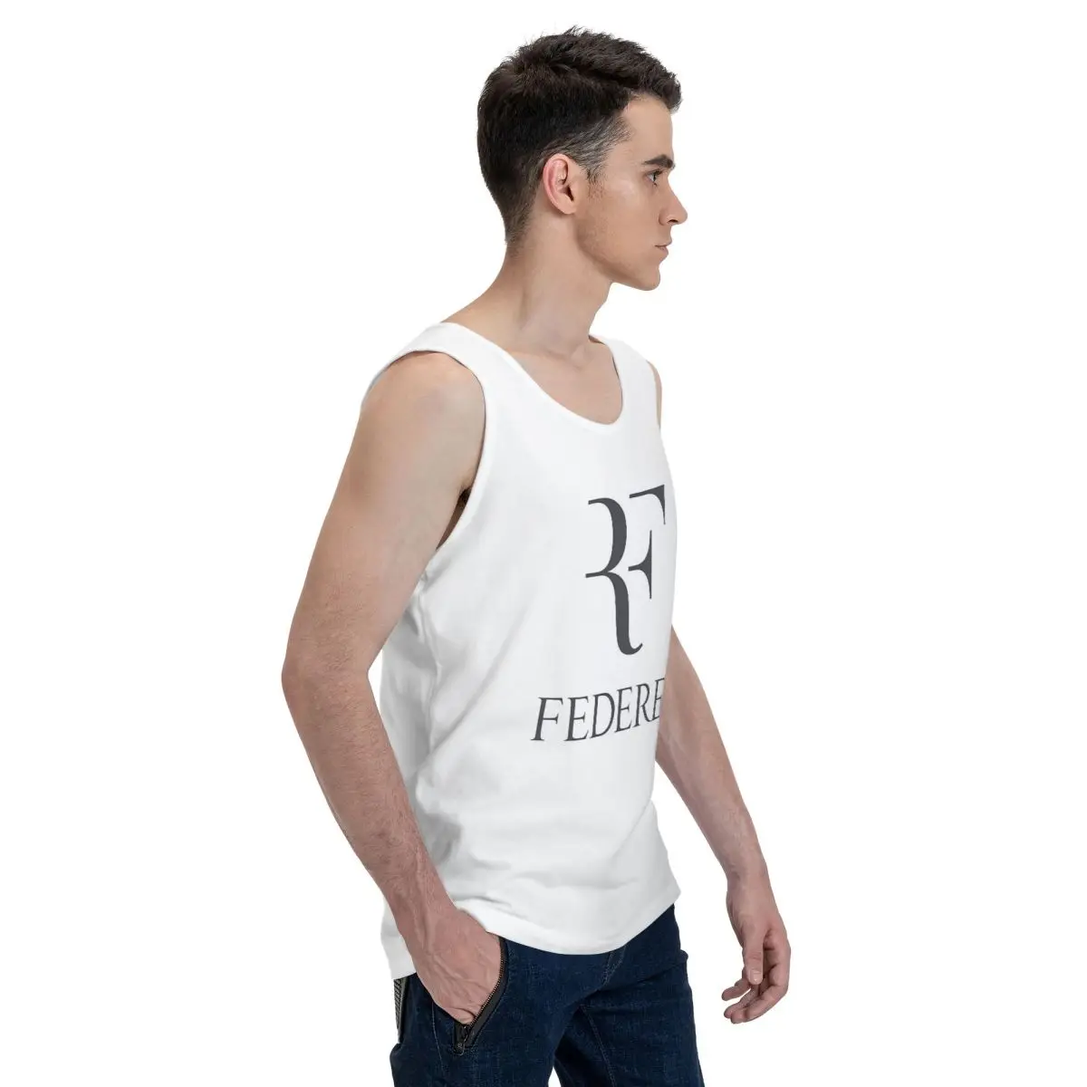 Roger Federer 100% Cotton Men's Sweatshirt Vest Sleeveless Clothing Tees Men Tank Tops T-shirt