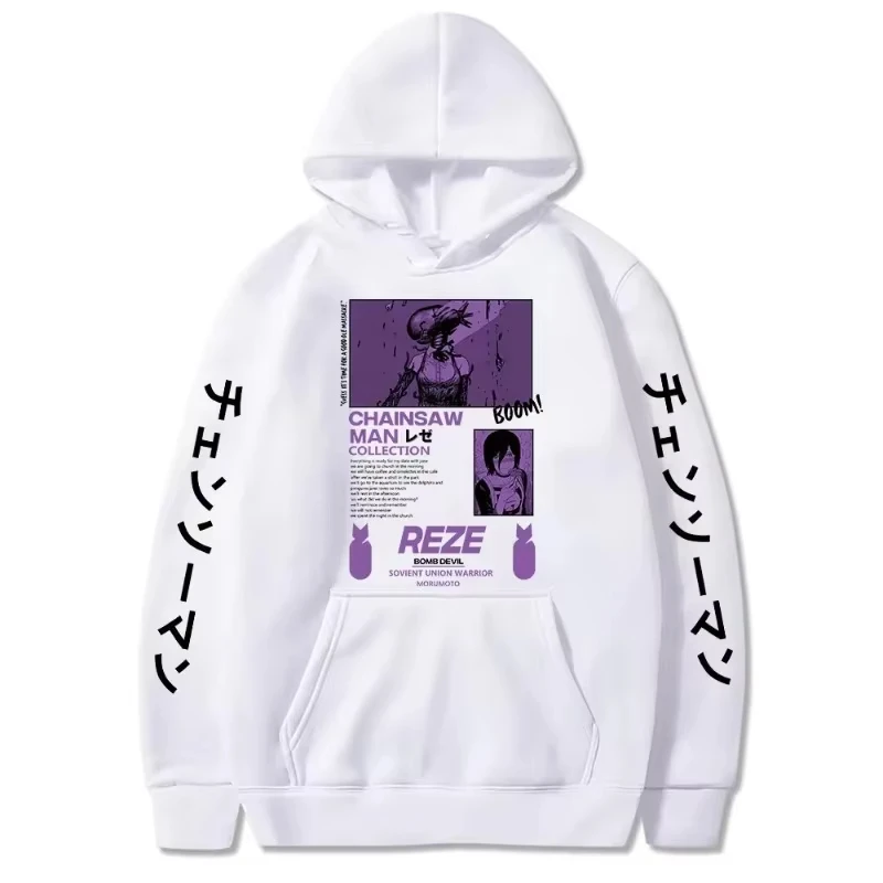 Japanische Anime Kettensäge Mann Druck Retro Harajuku Männer Frauen Mit Kapuze Sweatshirts Herbst Winter Täglich Outdoor Casual Warme Sportswear