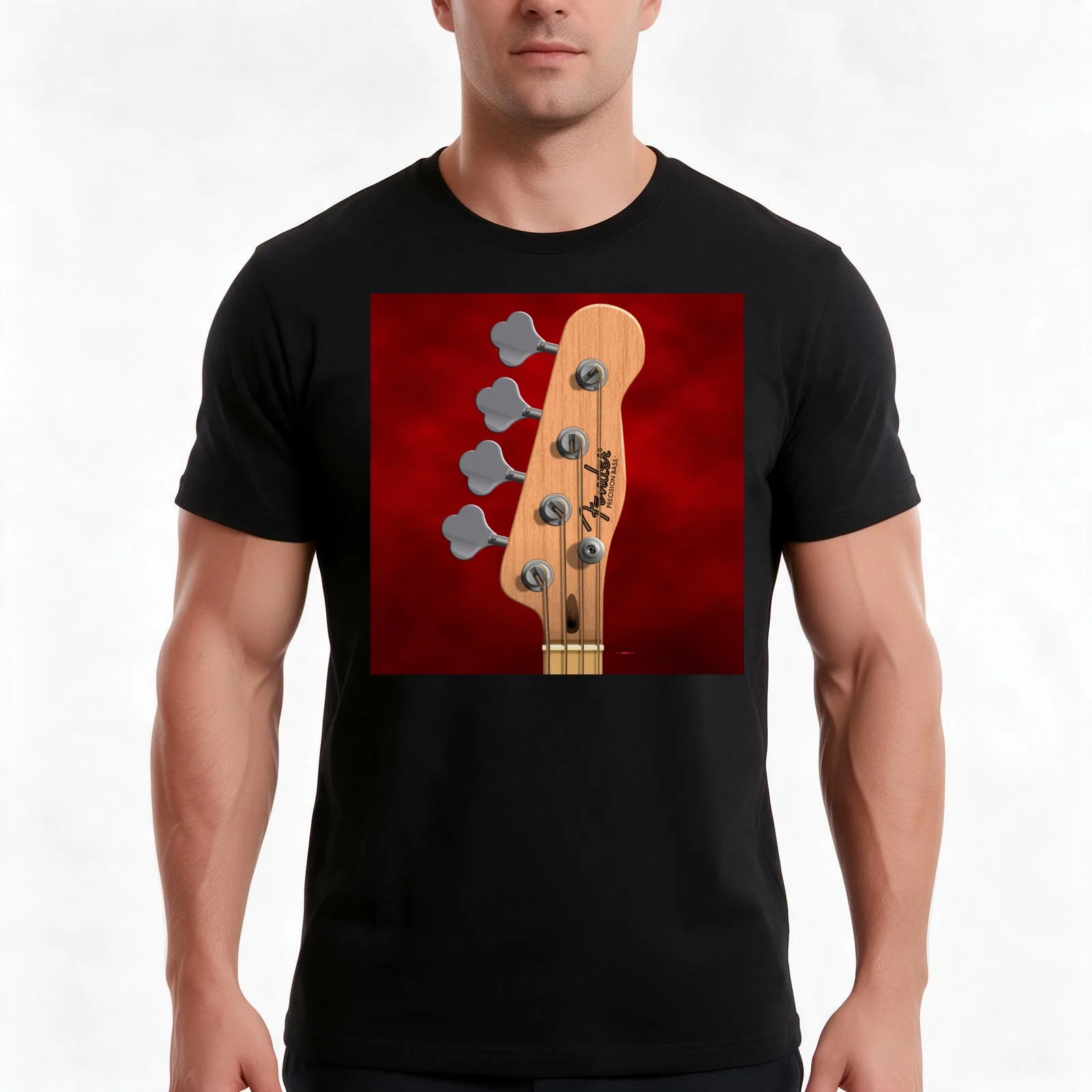 GUITAR HEADSTOCK ART - PRECISION BASS T-Shirt, Summer Casual Cotton Tee, Oversized Streetwear Tops, Vintage Graphic Print