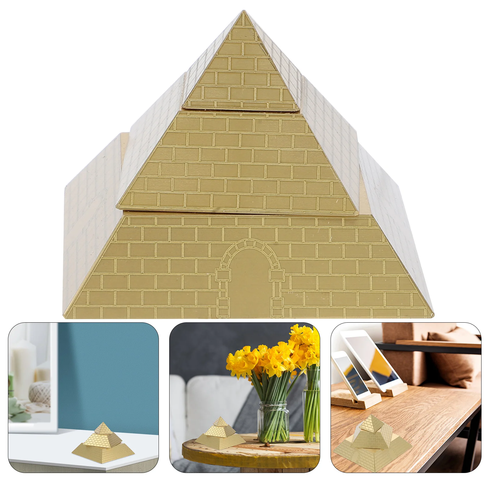 

Rotating Brass Pyramid Desktop Ornament Elegant Office Home Decor Vintage Craft Artistic Gift Brass Mini Pyramid