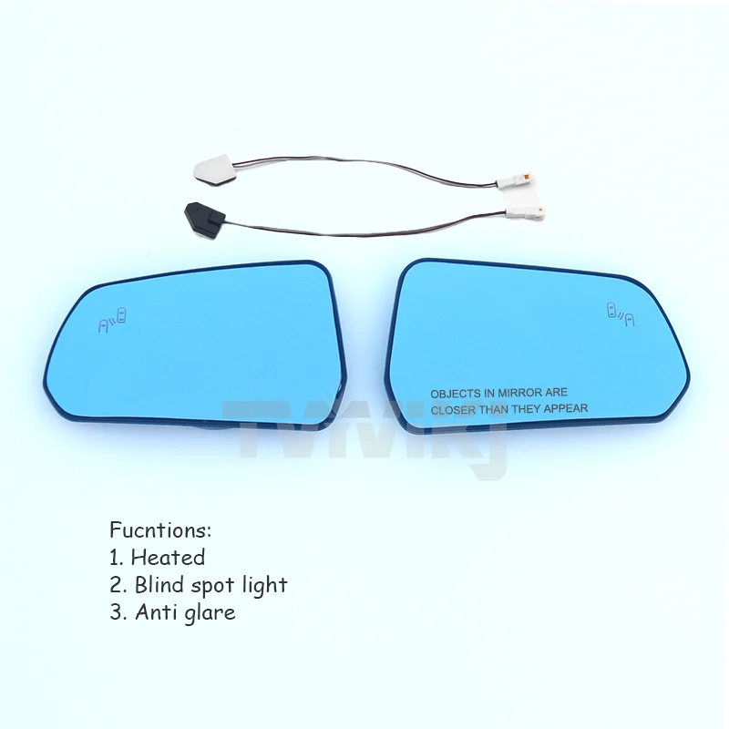 1 pair 2PCS Side Rearview Blue Mirror Glass Lens Blind spot light For Ford Mustang 2015-2022 anti glare car door mirrors wing