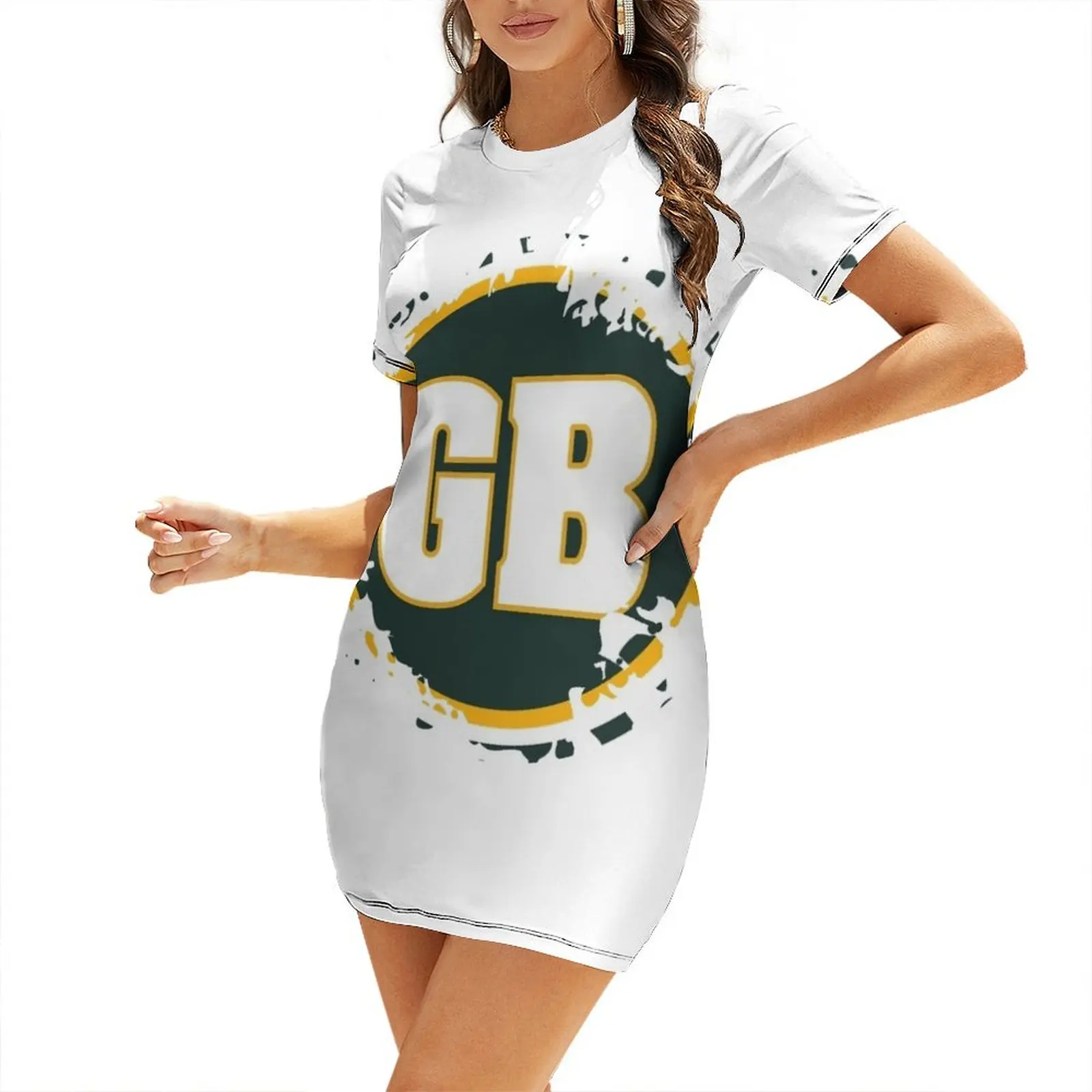 Vestido de noche de manga corta desgastado Green Bay para mujer, vestido de dama de honor 2026, vestidos de mujer para verano 2026