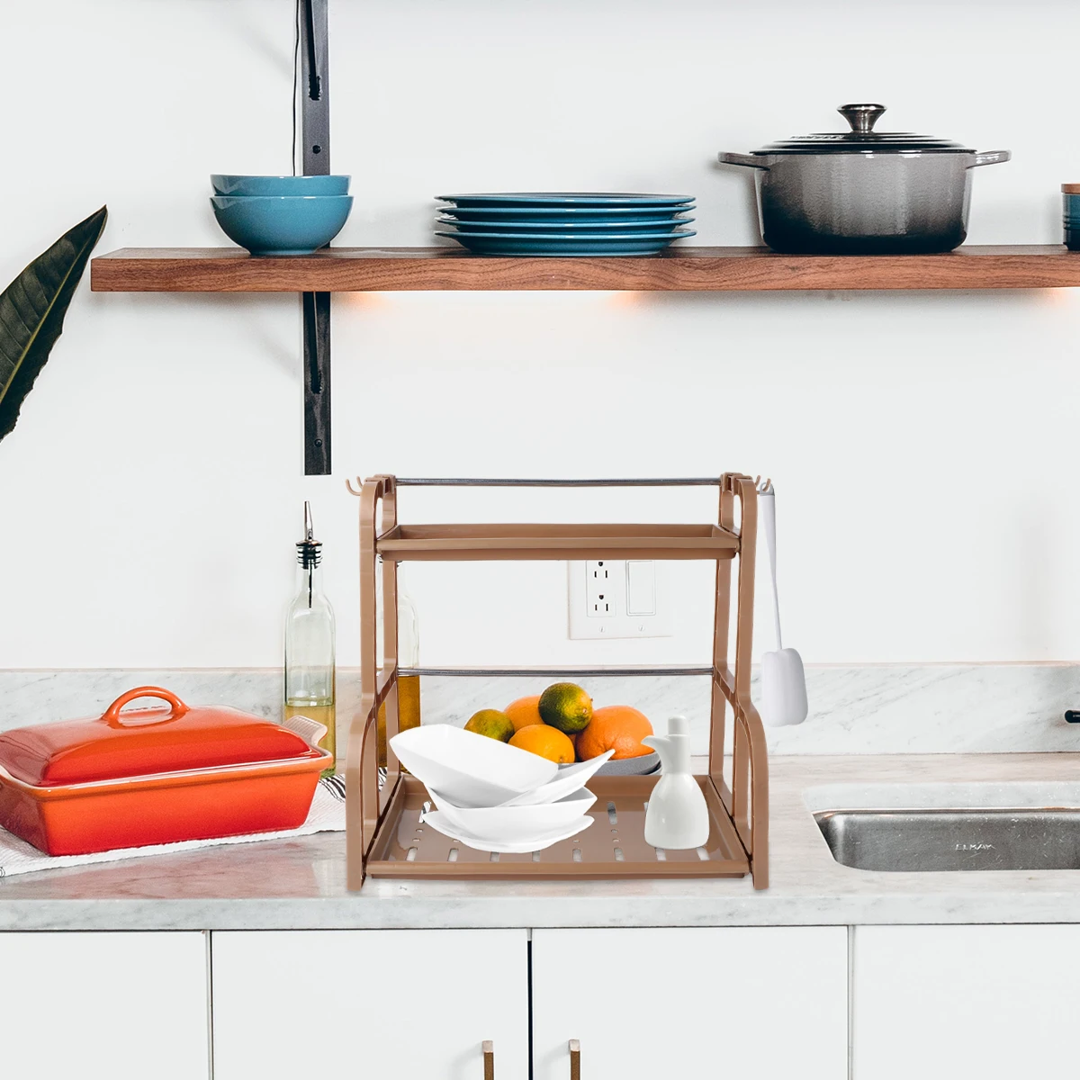 

Double Layer Kitchen Storage Rack Spices Holder Shelving Easy Installation Practical Home Cookwares ganizer Storage