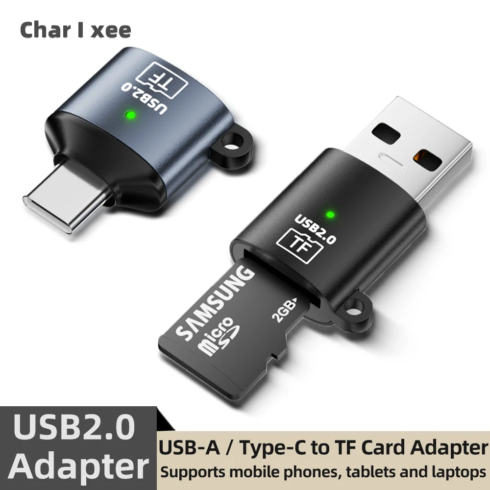 Image of Hochgeschwindigkeits-USB 2.0 Mini Typ-C/USB zu TF-Kartenleser-Adapter, Kompatibel mit Mobiltelefonen/Tablets/Laptops/PC-Zubehör