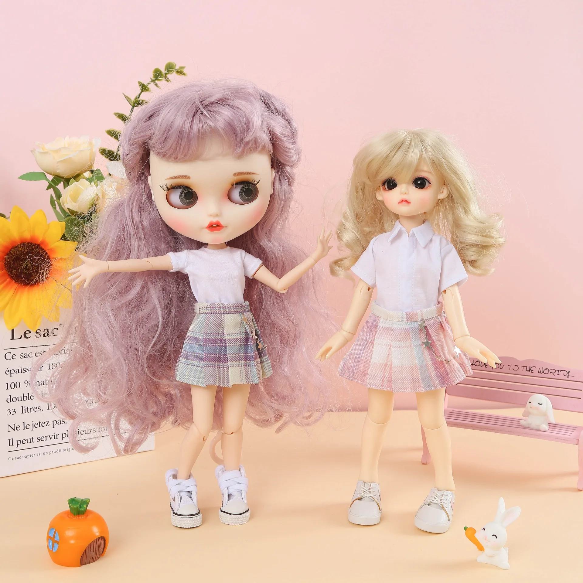 

OB24 doll dress B lythe Little Cloth checkered short skirt 1/6 BJD skirt