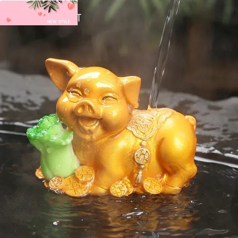 

Lucky Piggy Statue Resin Color Changing Tea Pet Animal Tea Figurine Ornaments Can Raise Tea Set Decoration Teapet Crafts Gifts