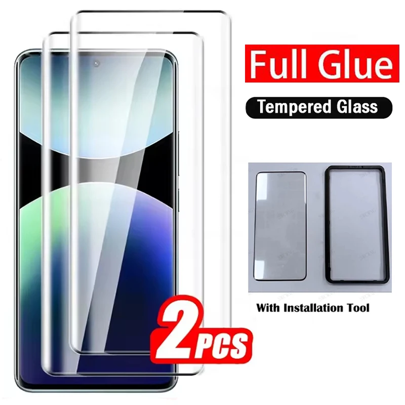 واقي للشاشة ذو الغراء الكامل لهاتف Honor 200 Pro 400 300 60 70 90 X9C X9B Magic VS 7 5 6 Pro من الزجاج المقسى مع أداة تثبيت