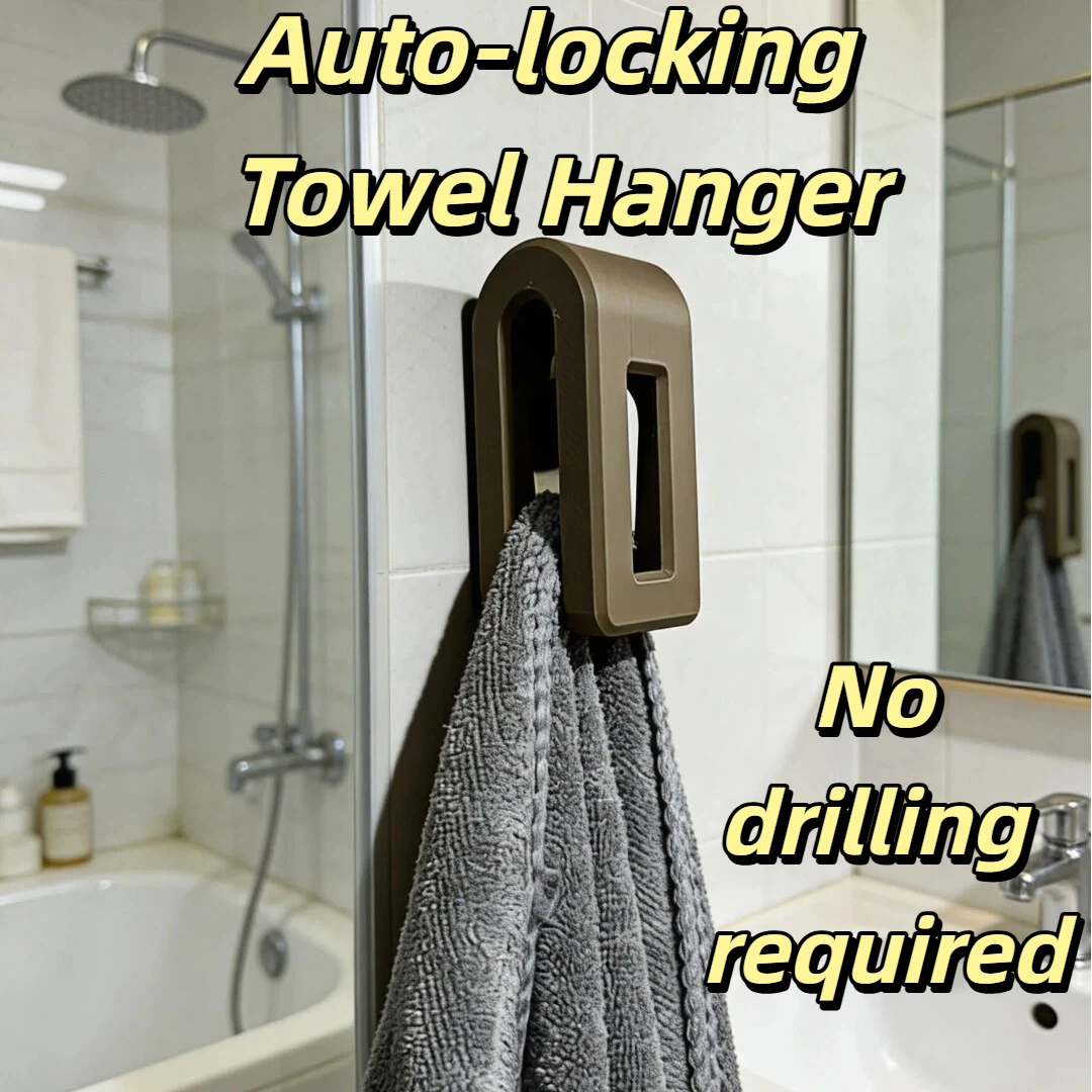 Automatisch verriegelnder Handtuchhalter; Minimalistischer unsichtbarer Wand-Klebehaken; Starker, tragender Badezimmerhaken ohne
