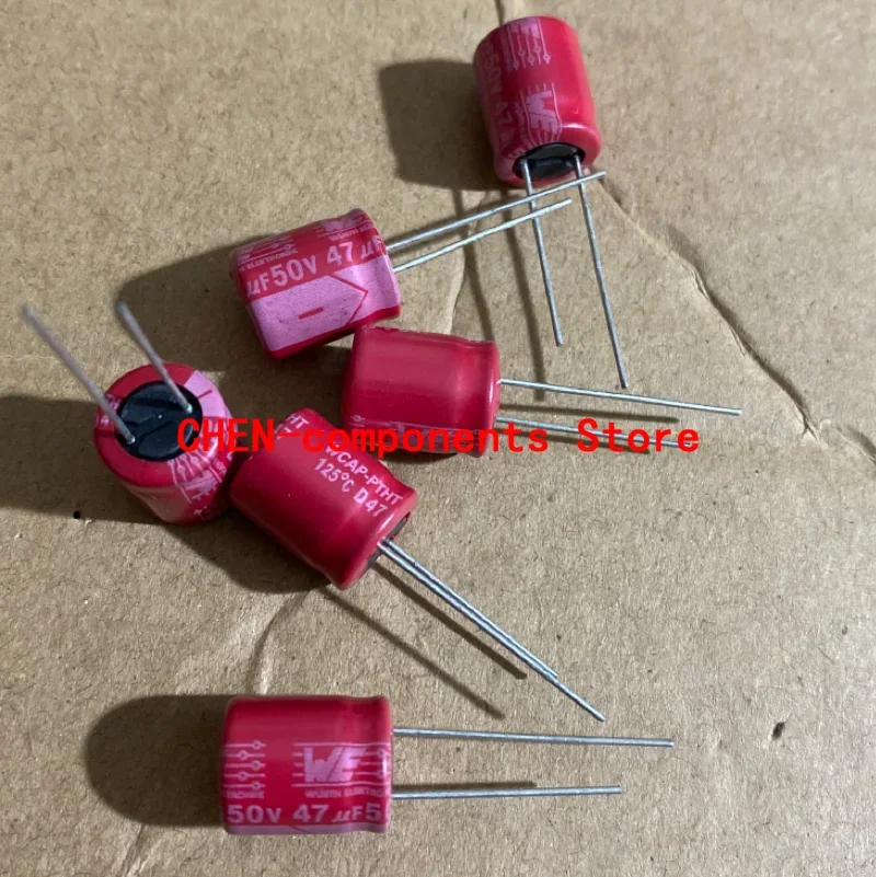

Бесплатная доставка 10 шт. новый WE 50V47UF 10X12MM Red robe твердотельный конденсатор 47uF/50v аудио электролитический конденсатор 47UF 50V 125degrees