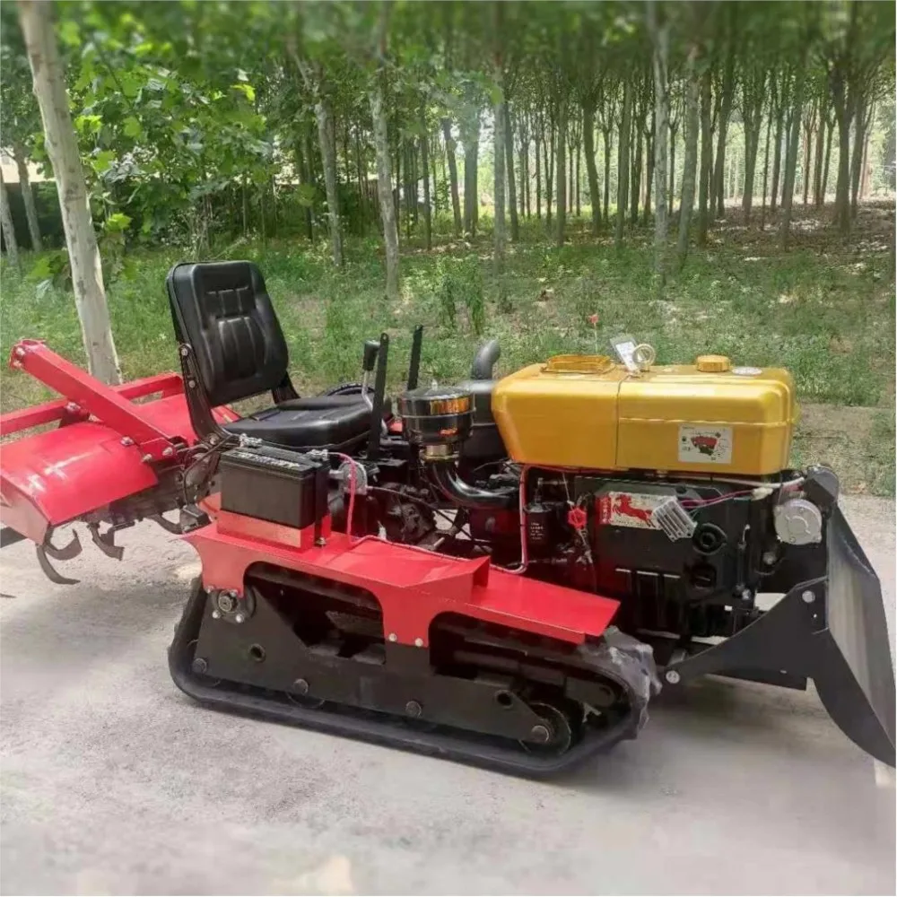 25Hp Multi-Functional ขนาดเล็ก Crawler ROTARY Tiller Ditching ปุ๋ย Applicator Orchard Shed Rides Micro-Tillage เครื่อง