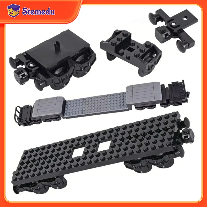 

MOC City креативная идея, основа поезда, игрушки «сделай сам», колеса, карета, строительные блоки, собранные развивающие кирпичи для детей, образовательный подарок