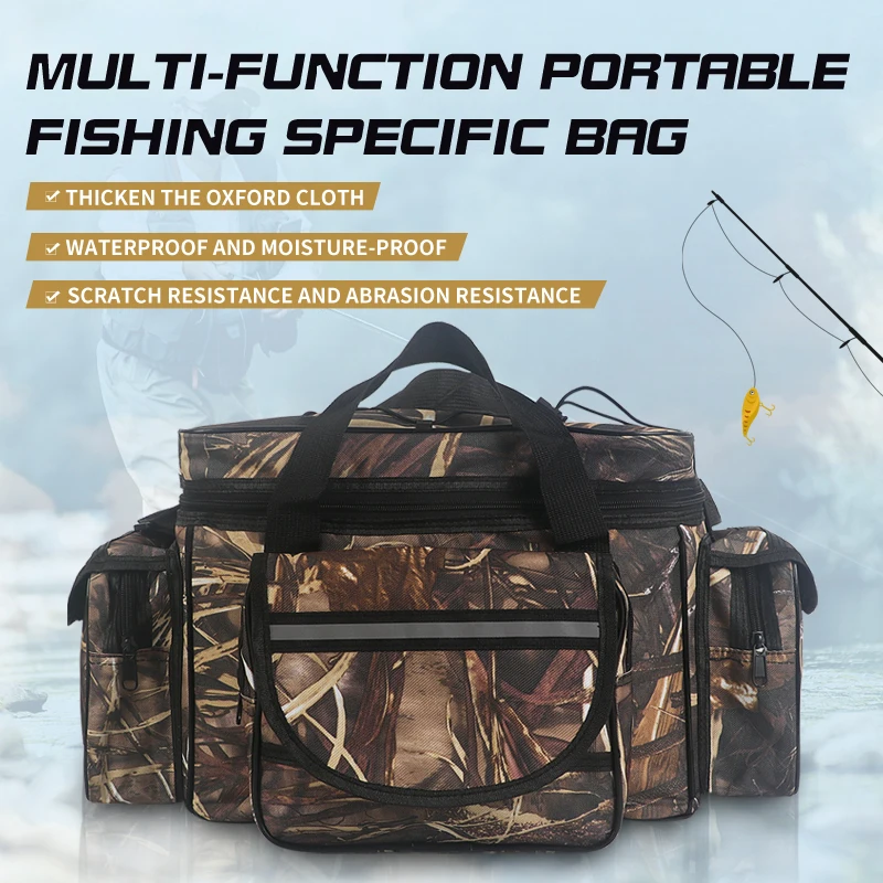 Waterproof Fishing Bag Nylon Large Capacity Multi Purpose Fishing Tackle Two Layer Waterproof Outdoor Shoulder Bags