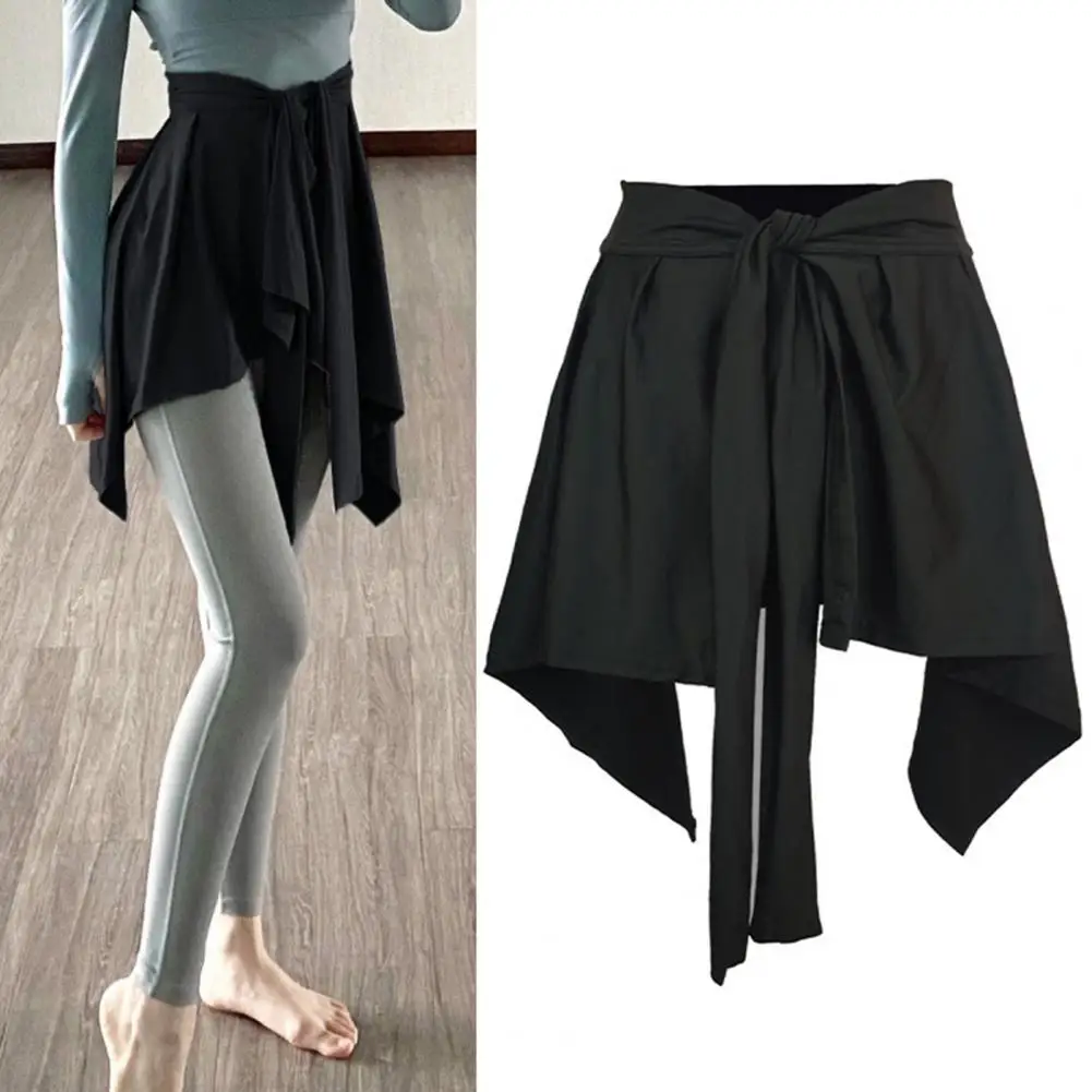 Loose Fit Women Skirt Elegant Women's Yoga Skirt with Lace-up Waist Bustier Design Solid Color Loose Fit Fitness Beach for Yoga