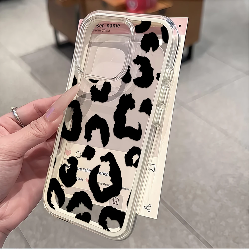 Classic Leopard Print Clear Phone Case For Samsung Galaxy S26 S25 S24 S23 Plus UItra A57 A55 A54 A37 A36 A35 A16 Anti-drop Cover