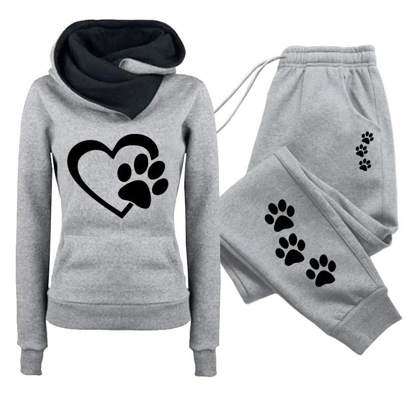 Damen-Set/Hoodie/Hose 2026 Katzenpfoten-Trainingsanzug Kapuzenpullover Jogginghose Herbst Winter Damen Alltags-Freizeit-Sportoutfit – Detail 3