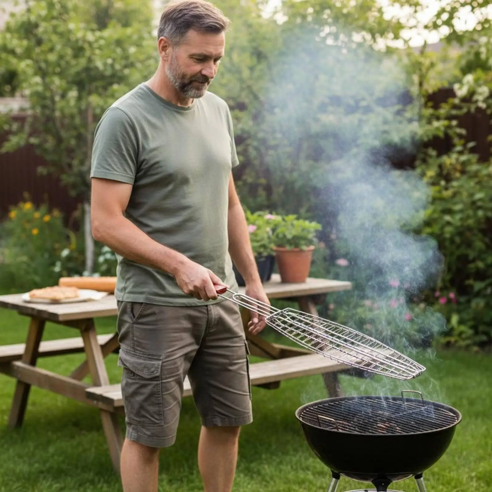 Barbecue Grill Basket V Shaped Fish Grilling Cage Iron Mesh Grill Accessories Bbq for Outdoor Cooking