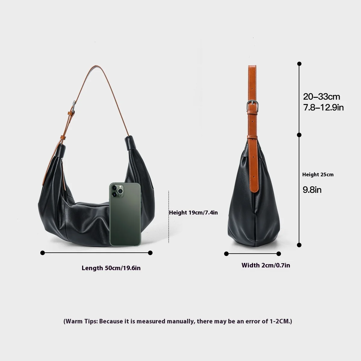 Genuine Leather Women's Shoulder Hobo Bag - Unique Slouchy Tote Casual Crossbody Purse for Work and Outings