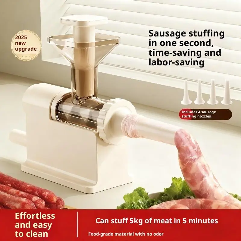 1Set Manual Sausage Stuffer Machine Meat Grinder Filling Maker With Tubing Units Outdoor Tableware