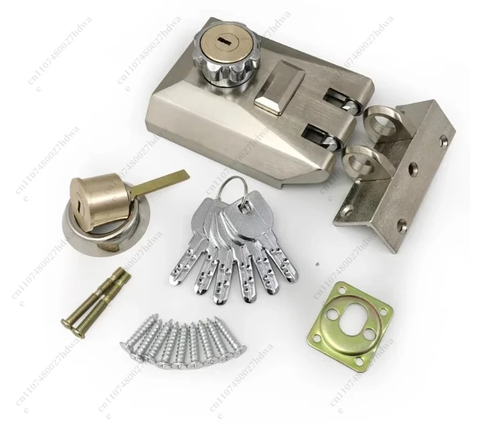 Outdoor Sliding Door Steel Gate Lock Strength Wheel Hook Warehouse Iron Door Lock Automatic Latch Exterior Double Open Sliding