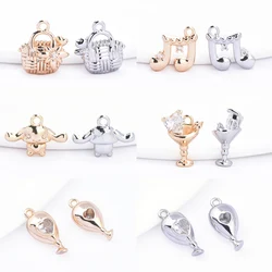 (9074)11x12MM 24K Gold Color Brass with Zircon Woven Bag Musical Note Shaped Pendants High Quality DIY Jewelry Making Findings