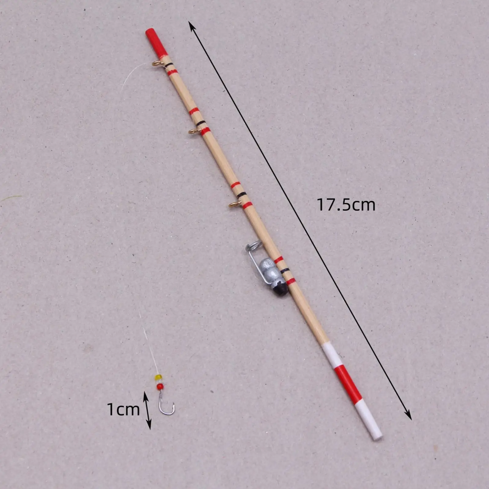 2x1:12 เสาตกปลาพร้อมคอลเลกชันเบ็ดตกปลาทิวทัศน์ไดโอรามาเครื่องประดับขนาดเล็ก