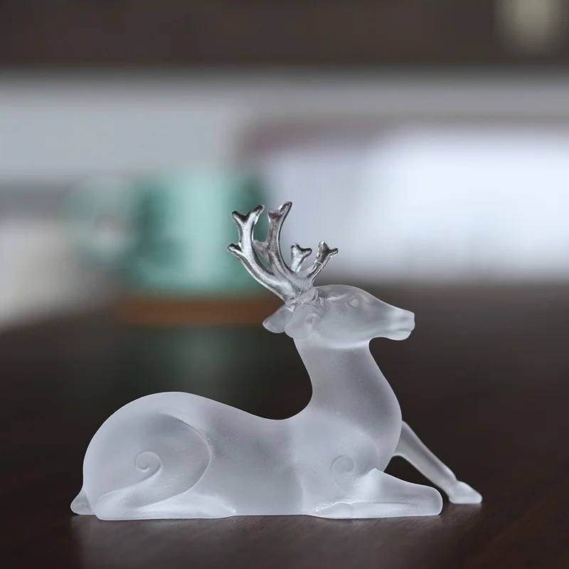 Glazed sika deer ornament accompanies all the way to attract wealth handicraft decoration living room desktop decoration