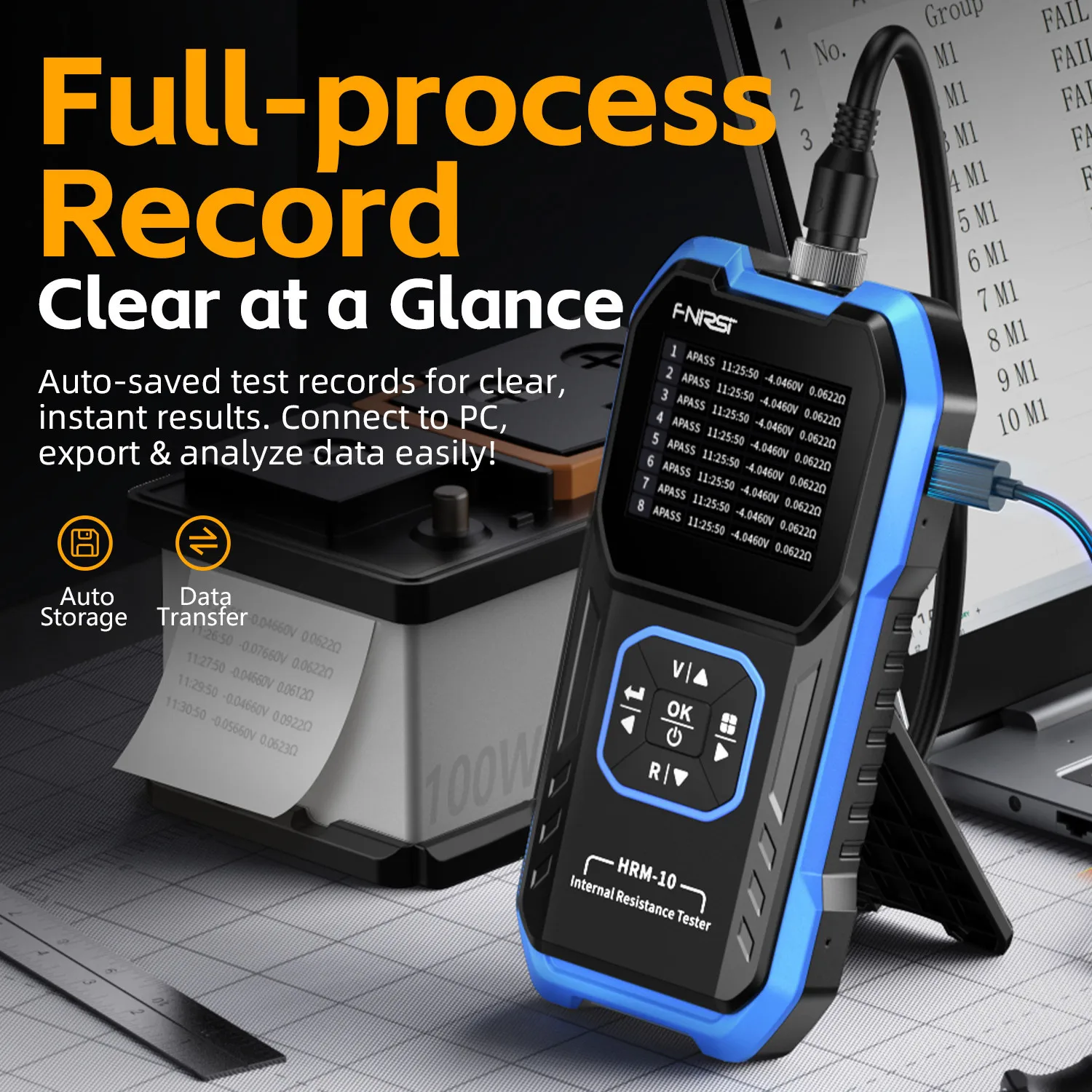FNIRSI HRM-10 Battery Internal Resistance Tester High Precision Voltmeter for Lithium LiFePO4 Lead Acid 18650 Cell SOH Analyzer