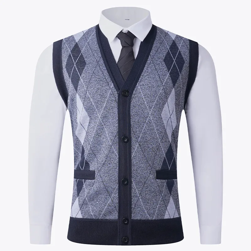 

Men's Knitted Sweater Jaet V-Ne Open Cardigan Vest Thiened Large Size Upper Apparel Casual Faion Winter Outerwear