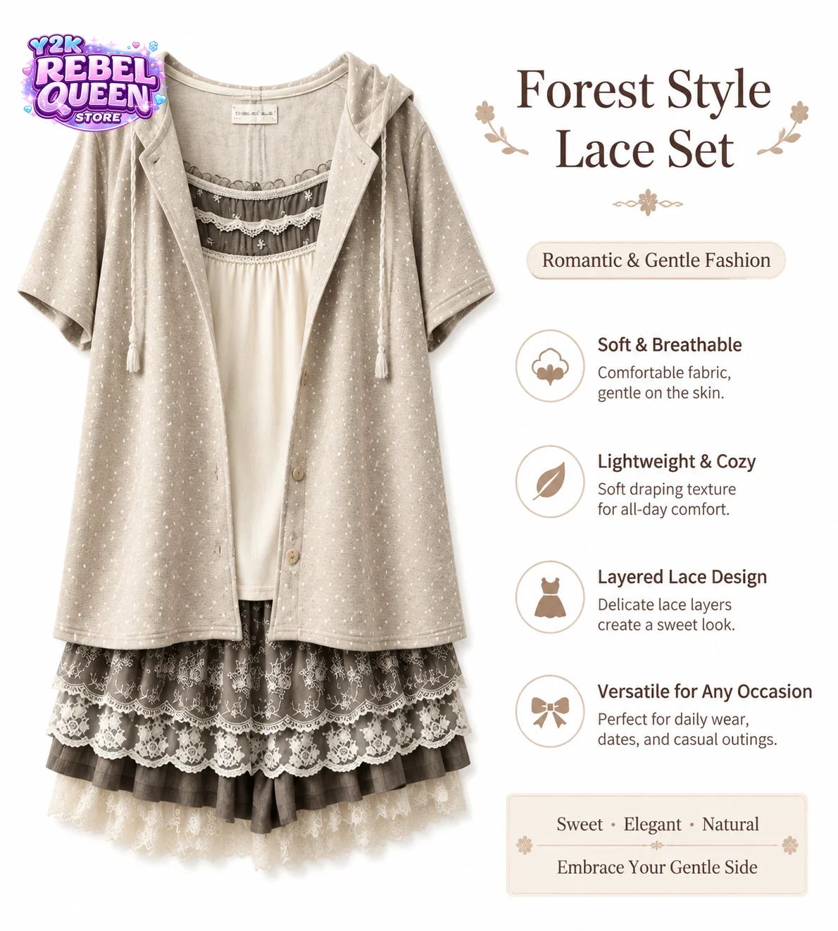 Elastic Lace Trim - Vintage Japanese Sweet Elegant Camisole Dress