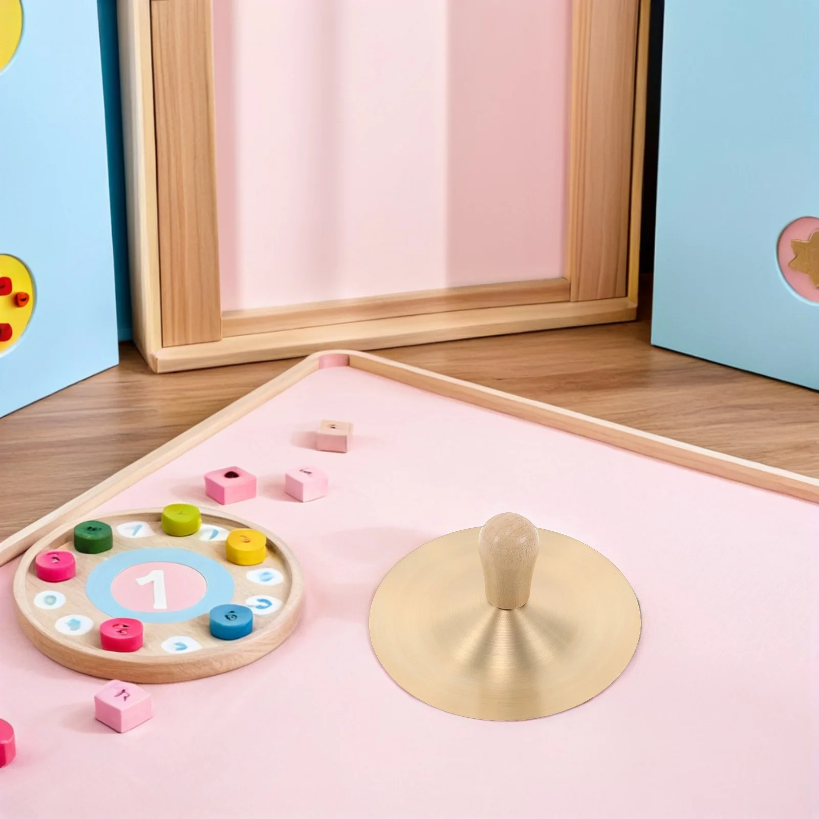 

1Pair Mini Cymbals for Kids Precise Tuning Wood Handle Percussion Instrument Educational Music Instrument Finger