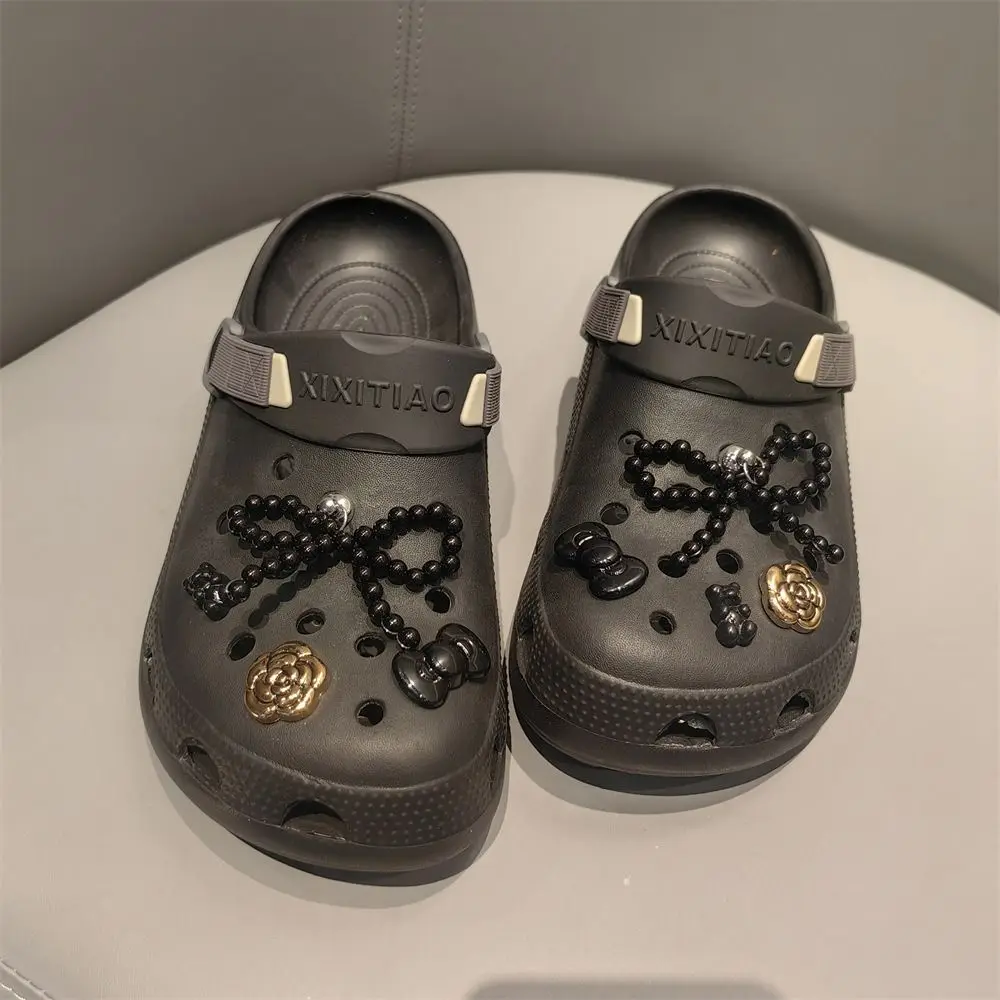 10Pcs Pearl Bowknot Flower Beach Shoe Charms Clip Buckle DIY Shoe Decorations Detachable Perforated Shoes Accessories