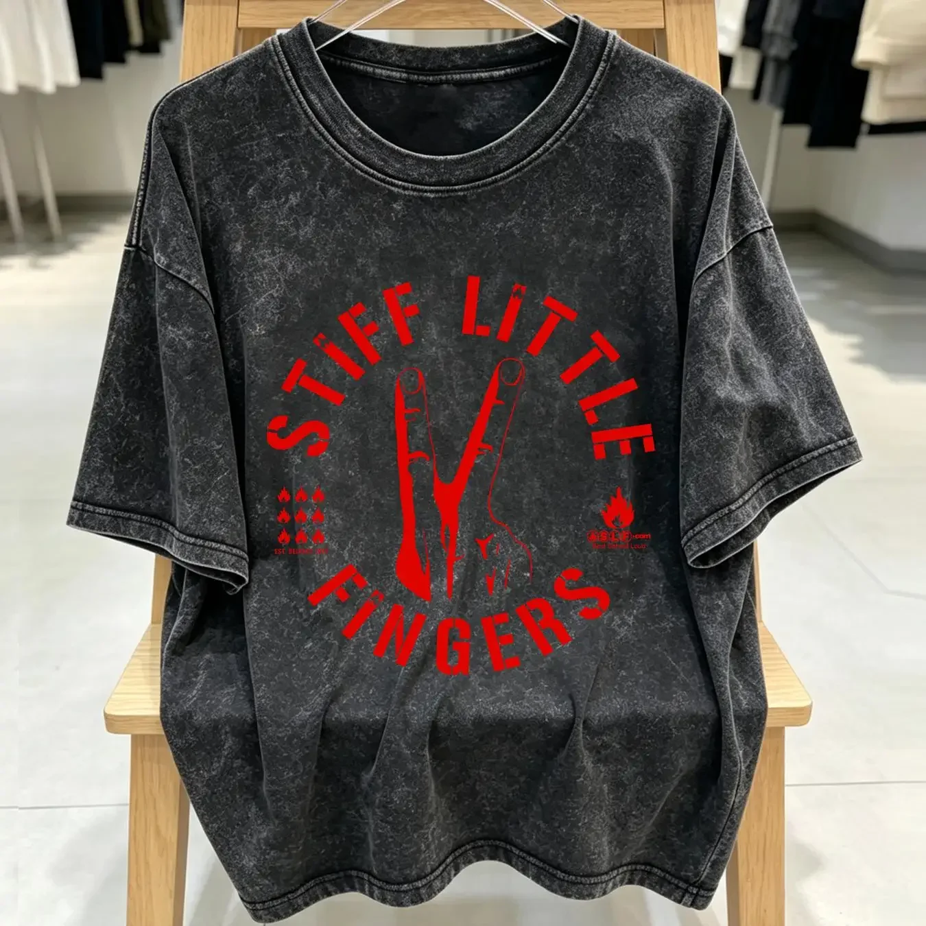 washed T Shirt Stiff Little Fingers SLF DIGITS White Official Merch punk vintage Washed homme streetwear Slightly Comfortable