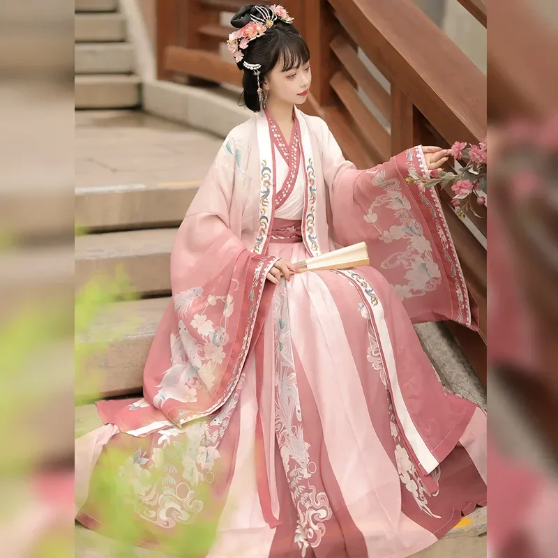 3Pcs/set Chinese Ancient Clothes Hanfu Dress For Women Girl Halloween Party Carnival Cosplay Performance Han Fu Dress Daily Suit