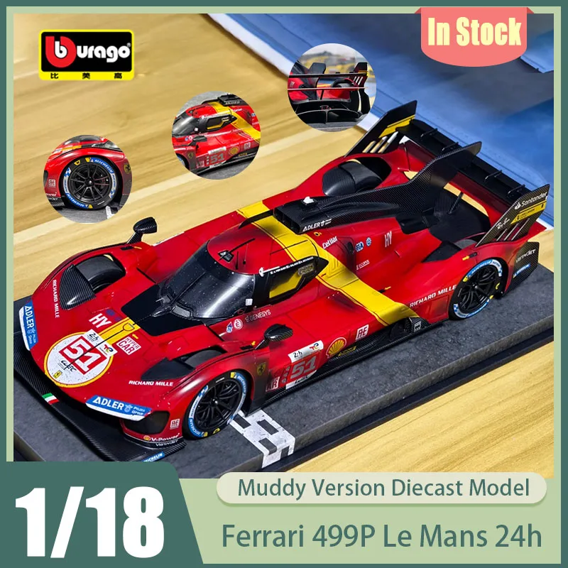 

Новинка в наличии: Коллекционная модель Bburago 1:18 Ferrari 499P Le Mans 24h Muddy Version, литая под давлением, премиум-класса, для гонок на выносливость, игрушка-подарок