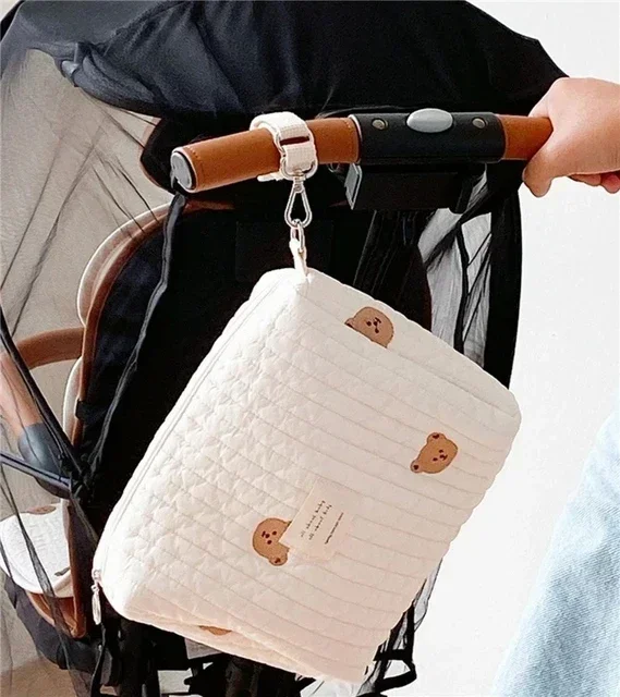 Mommy Bag Baby Diaper Bags Fashion Cotton Zipper Embroidery Nappy Organizer Handbag Portable Baby Stroller Hanging Bag