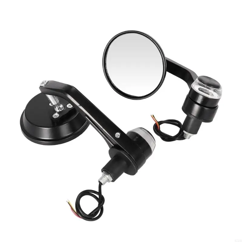 M76E 7/8 Zoll Motorrad-Lenkerendspiegel mit Lichtgehäusen, Seitenspiegelpaar zum Ersetzen abgenutzter Lenkerteile – Detail 2
