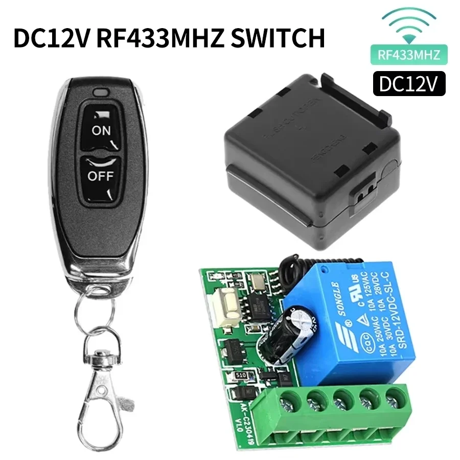 

RF433Mhz Wireless Remote Control Switch DC12V 1CH 10A Relay Receiver Transmitter DIY Module for Door Electromagnetic Lock
