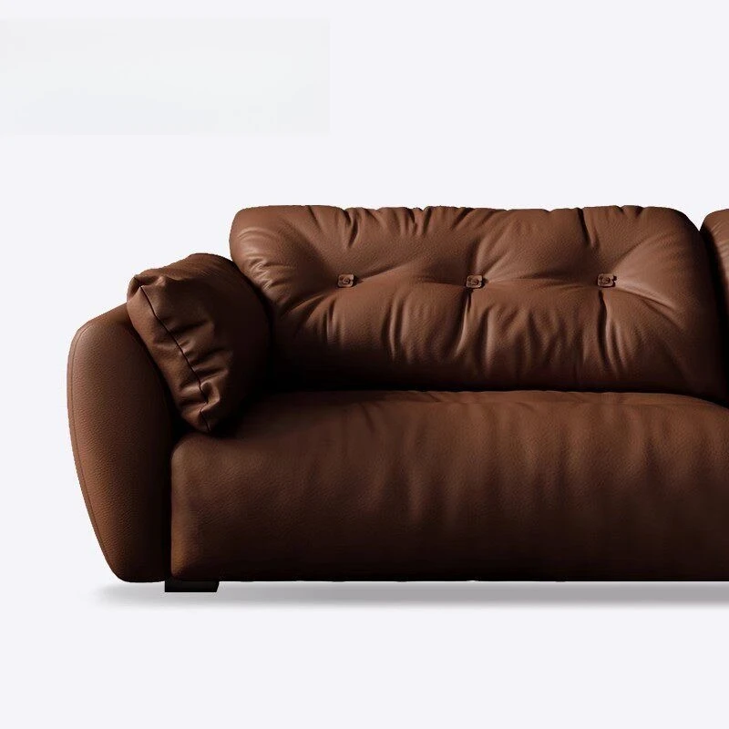 layer cowhide sofa living room, large apartment, large sitting deep villa Italian minimalist light luxury straight row SK