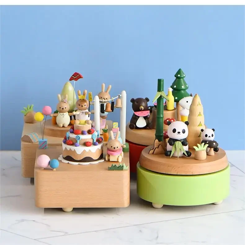 Лучший подарок на заказ мелодия Заводной пещерный замок Деревянная игрушечная музыкальная шкатулка для детей