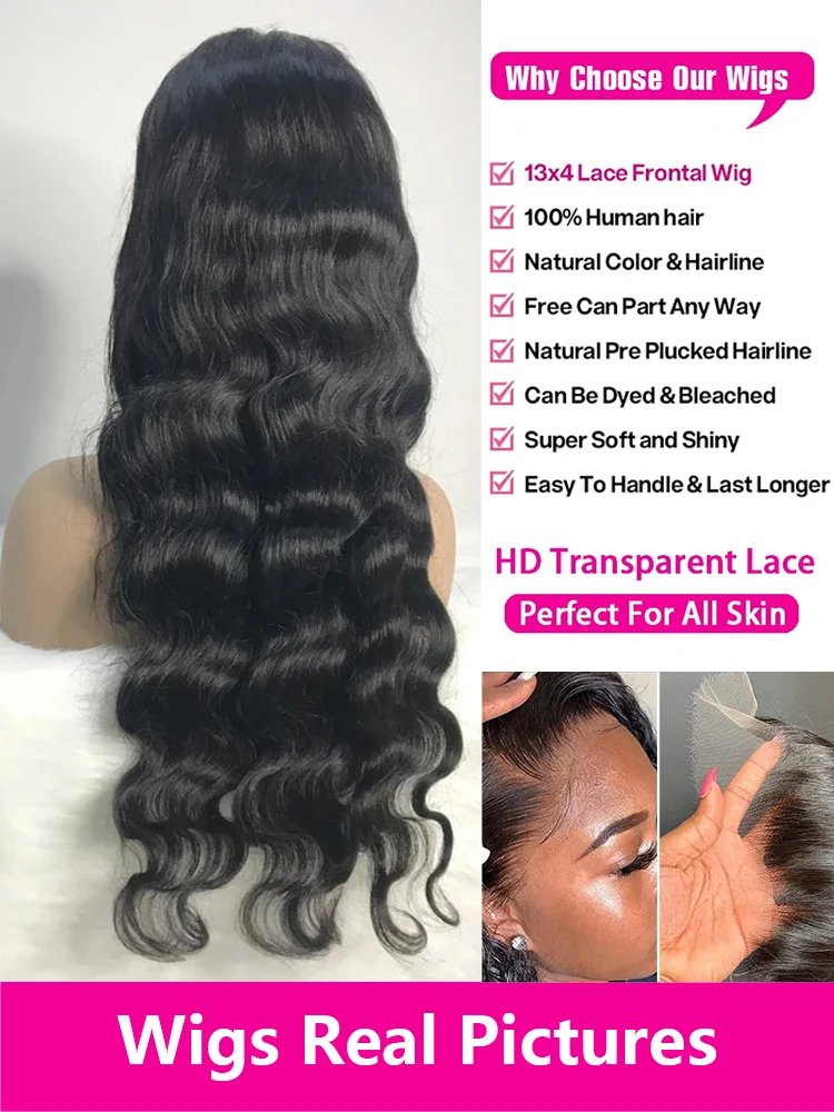 13x6 HD Lace Front Echthaar Perücken 30 Zoll transparente Body Wave Lace Frontal Perücke 13x4 brasilia nische vor gezupfte Spitze Echthaar Perücke