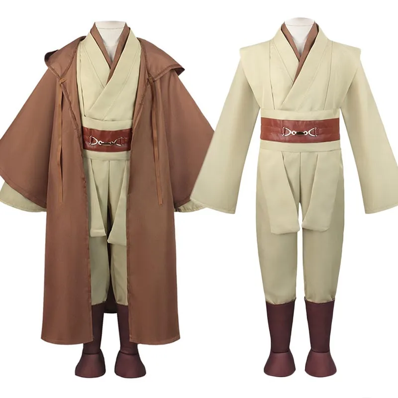 Jedi Cosplay Costume Tunic Robe Knight Hooded Full Set Halloween Jedi Cloak Outfits Tunic Costume Set