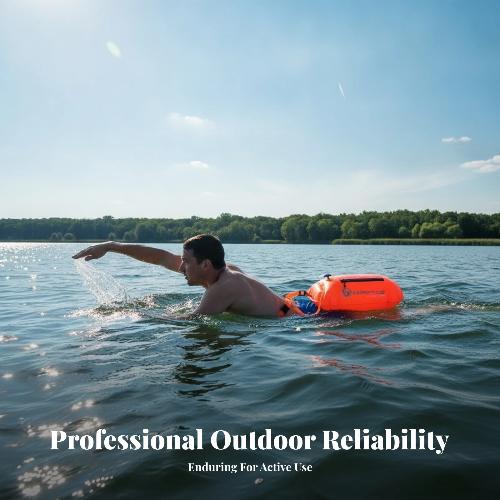 Transparent Pocket Swim Bubble Rectangular Swim Buoy Two-chamberChamber Buoy High Visibility Orange Tow Flotation Device Dry Bag