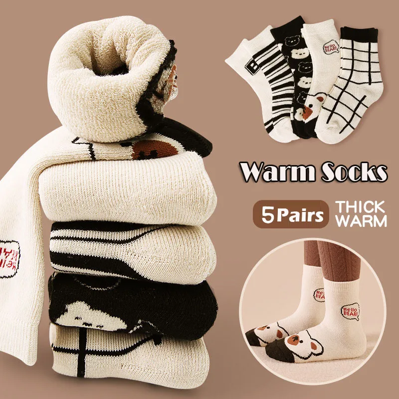 Baby Winter Socks Thick Cotton Socks Kids Snow Days Boys Girls Warm Socks For Toddlers 5 Pairs