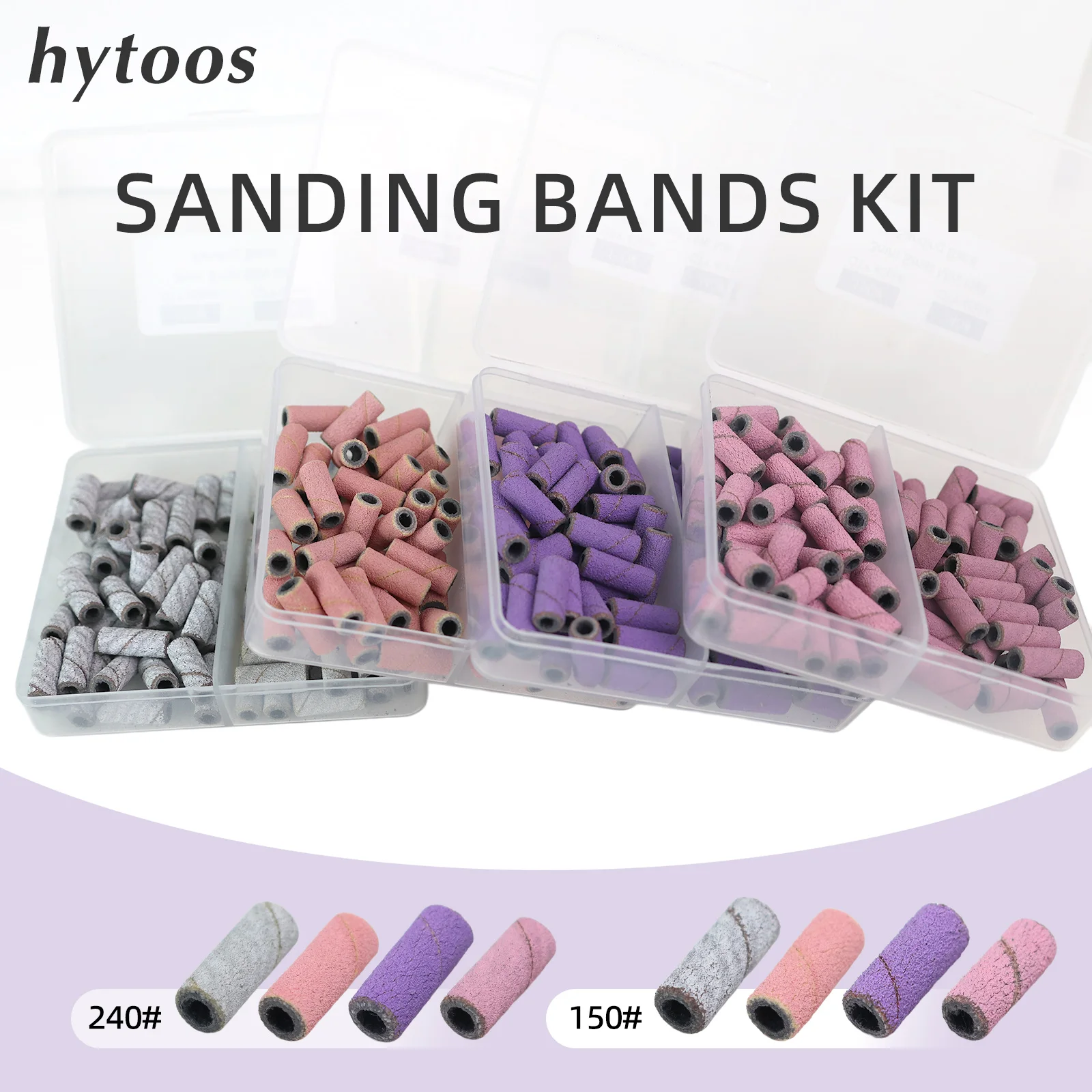 HYTOOS 3mm Mini Sanding Bands Kit for Electric Nail Drill File 2 Grid 80pcs Polishing Nails Removel Gel Tool without Mandrel Bit
