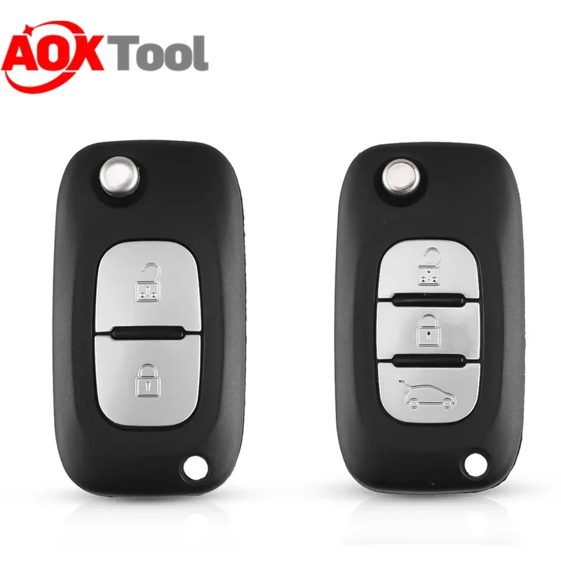 AOKTOOL  2/3 Buttons Flip Remote Key Shell for Renault Clio - Pack of 5