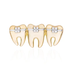 Catuni Teeth Orthodontic Dental Pin Brooch Medicine Badge Lapel Backpack Exquisite Jewelry Gift for Dentist Doctor Nurse Student
