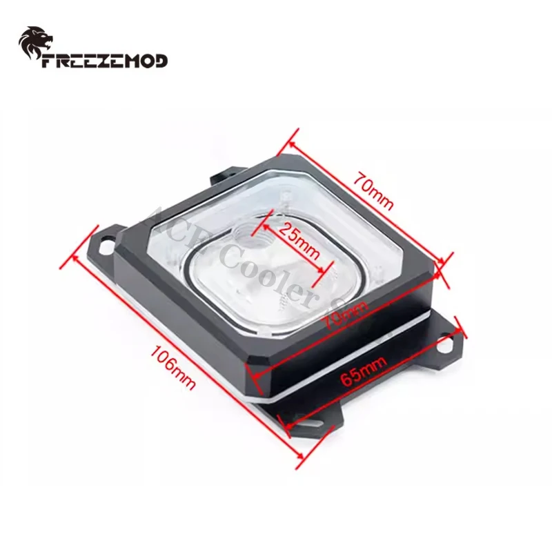 FREEZEMOD RGB CPU Water Block For AMD AM4 AM5,Metal Frame + Acrylic Cover, Aurora 5V ARGB SYNC,AMD-PK5E